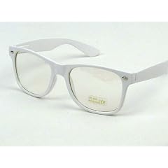 K206/ Atzenbrille NERD CLEAR BRILLE ,,WEISS,, Partybrille!