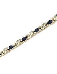 14kt Yellow Gold Oval Blue Sapphire and Diamond Bracelet