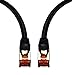 IBRA® 6 Feet CAT 7 RJ45 Ethernet LAN Network Cable CAT7 (Advanced) / 10Gbps 600MHz / S/STP Molded Network/Gold Plated Plug STP Wires/Ethernet Patch LAN Router Modem/Black Round
