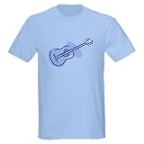Acoustic Guitar Ash Grey T-Shirt Blue Music Light T-Shirt by CafePress