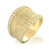 Bling Jewelry Pave CZ Hammered Gold Matte Ring (more sizes)