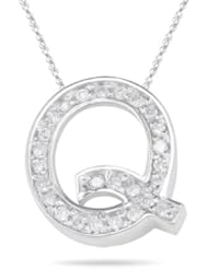 0.26 Cts Diamond Q Initial Pendant in 14K White Gold