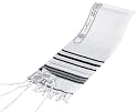 Black & Silver 100% Wool Kosher Tallit Prayer Shawl 51"x 71" Imported From Israel