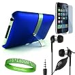 5 Item Bundle for Apple iPod Touch 3rd generation: includes Blue Custom Case with Durable Metal Kick Stand + iTouch Earphones with Microphone + Screen Protector + iPod Earphones with Microphone + Live*Laugh*Love WristBand!!!