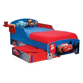 Disney Cars Toddler Bed with Underbed Storage and Bedside Shelf