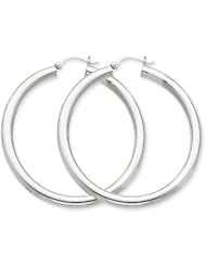 14k White Gold 4mm x 50mm Tube Hoop Earrings. Gold Wt- 4.96g. 50mm Diameter.