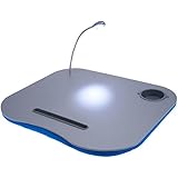 LAP DESK WITH BUILT IN CUSHION, LED LIGHT AND DRINK HOLDER - BLUE CUSHION
