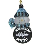 Pack of 4 NHL Washington Capitals LED Lighted Puck Snowmen Christmas Ornaments