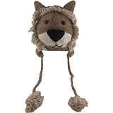 DeLux Lion Brown Wool Pilot Animal Cap/Hat with Ear Flaps and Poms [Apparel]