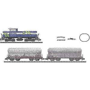 Minitrix T11200.083 Startset mit MaK Diesellok NIAG und 2 Klappdeckelwagen Spur N
