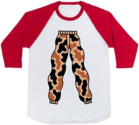 Camo Pants Baseball T-Shirt (White/Red, Size XL)
