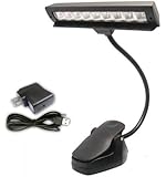 AODE&reg; Wall Charger AC Adapter+ USB + Battery 9 Led Super Mighty Bright Orchestra Light Flexible Book Music Stand Reading Read Lamp Clip-on AM0001