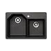 Pegasus AR20MB 33-Inch by 22-Inch Offset Granite Double Bowl Kitchen Sink, Metallic Black