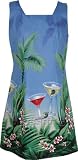 Short Tank Dress - Women's Floating Martini (Original Print) Square Neck Hawaiian Aloha A Line Dress - Regular and Plus Size