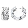 14k White Gold Diamond Huggie Hoop Earrings (1/2 Cttw, H Color, SI-I Clarity)
