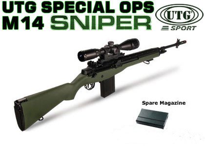 AEG M14 UTG Airsoft Sniper Rifle Green Stock