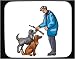 Mouse Pad with man, individuals, over, domestic, stick, humans, playing, human, persons, dogs, animal, body, individual, hold, person, dog, jump, period, people Image