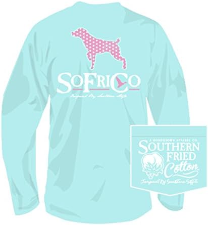 Southern Fried Cotton Polka Pinter Long Sleeve T-shirt-Chalky Mint-xl