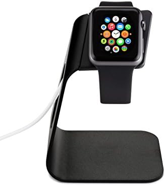COOLcessories Apple iPhone Smart Watch Charging Station - Anti Scratch TPU Stand with Cord Management and Comfortable Viewing Angle - Fits Both Watch Sizes (Black)