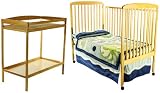 Dream On Me 2 in 1 Full Size Convertible Crib and Changing Table Combo, Natural