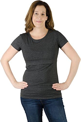 Latched Mama Nursing Tee Shirt Large Charcoal
