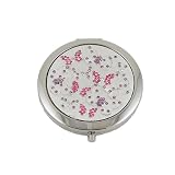 Butterfly Compact Mirror Crystals Silver