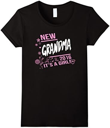 Women's New Grandma It's A Girl 2016 New Baby Announcement T-Shirt  Large Black