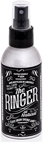 The Ringer Cast Iron Seasoning Oil &amp; Cast Iron Conditioner - All Natural Formulation Preserves Cast Iron Seasoning &amp; Flavor for All Cast Iron Cooking -- 4 OZ