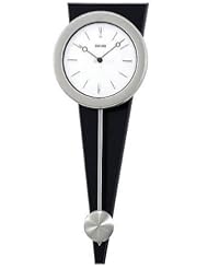 Seiko Wall Pendulum Clock Silver-Tone Case on Black Solid Wood Base