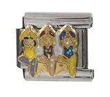 SilverBin Enamel Paint Ballerina Dancing Theme Stainless Steel Italian Charm Link