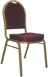 Dome Back Stacking Banquet Restaurant Food Service Chair with Gold Frame, Patterned Burgundy
