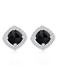 3.60 Cts Black & White Diamond Earrings in 14K White Gold