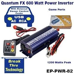 Quantum FX PWR-82 600W Constant Power Inverter with USB / AC / Game Ports