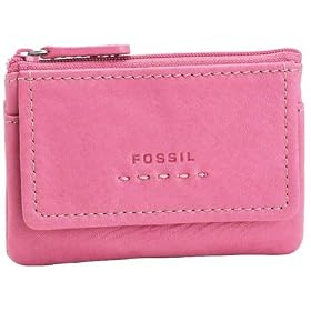 Click here to buy Fossil Womens Leather Coin Purse - Pop Stitch Key Coin Purse (Color: Pink) by Fossil.