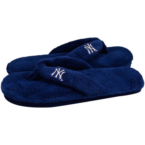 New York Yankees Ladies Navy Blue Plush Thong Slippers (5/6)