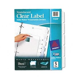 Index Maker Clear Label Punched Dividers, 5-Tab, Letter