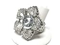 Silver Crystal Deco Metal Flower Stretch Ring