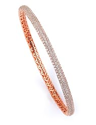 Sterling Silver & Cz Pink Gold Plated Bangle