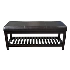 Double Bench with Wood Magazine Rack