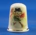 Porcelain China Collectable Thimble - Christmas Happy Snowman with Free Gift Box