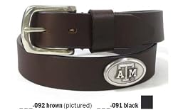 Brown Leather Belt with Emblems - Collegiate Series