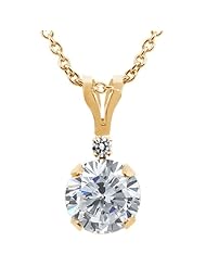 1.02 Ct Round H/I Diamond White Diamond 14K Yellow Gold Pendant
