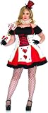 Leg Avenue Women's 2 Piece Pretty Playing Card Costume Includes Dress And Neck Piece, Black/Red, 1X-2X