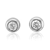 10k White Gold Round Brilliant Cut Diamond Stud Earrings