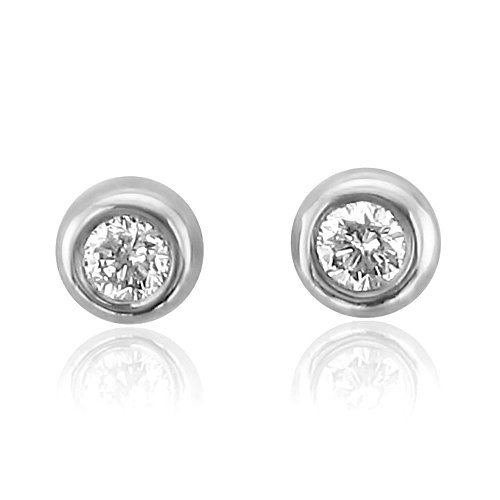 10k White Gold Round Brilliant Cut Diamond Stud Earrings (HI, SI-I, 0.05 Carat)