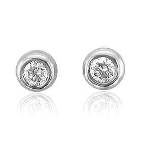 10k White Gold Round Brilliant Cut Diamond Stud Earrings (GH, SI-I, 0.05 Carat)