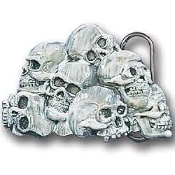Pewter Belt Buckle - Skull Pile - Pewter Belt Buckle