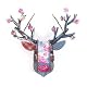 Floral Stag Head Object (Medium) (Pink Rose)