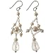 Handmade White Freshwater Pearl Earrings With Faceted Rock Quartz Earrings & Sterling Silver