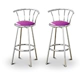2 Purple Glitter Vinyl Chrome Swivel Bar Stool Barstools